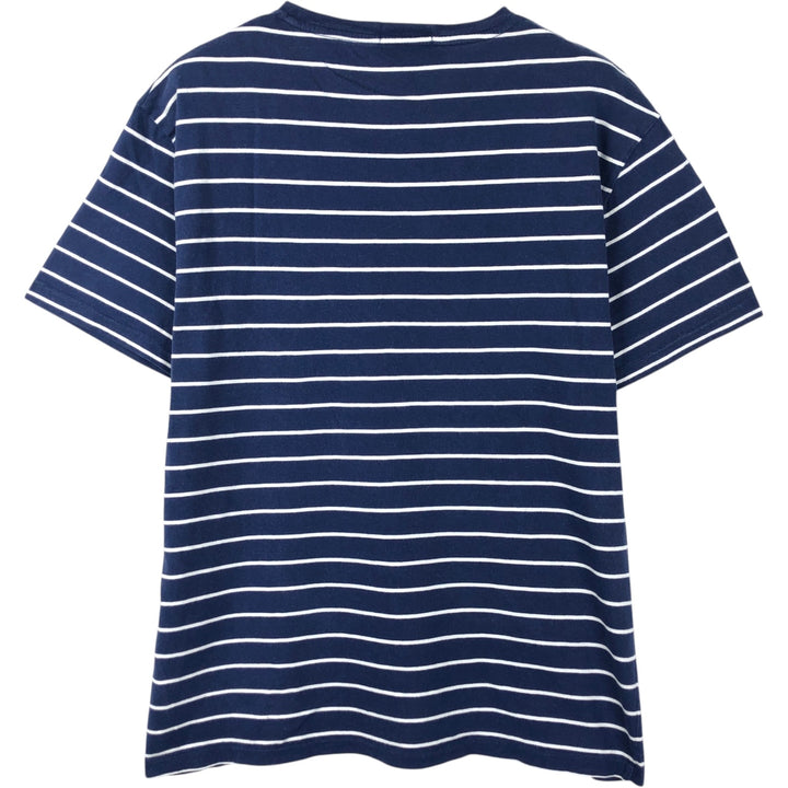 Ralph Lauren POLO RALPH LAUREN CUSTOM SLIM FIT short sleeve striped T-shirt men's size L cotton navy blue type Vintage Second Hand