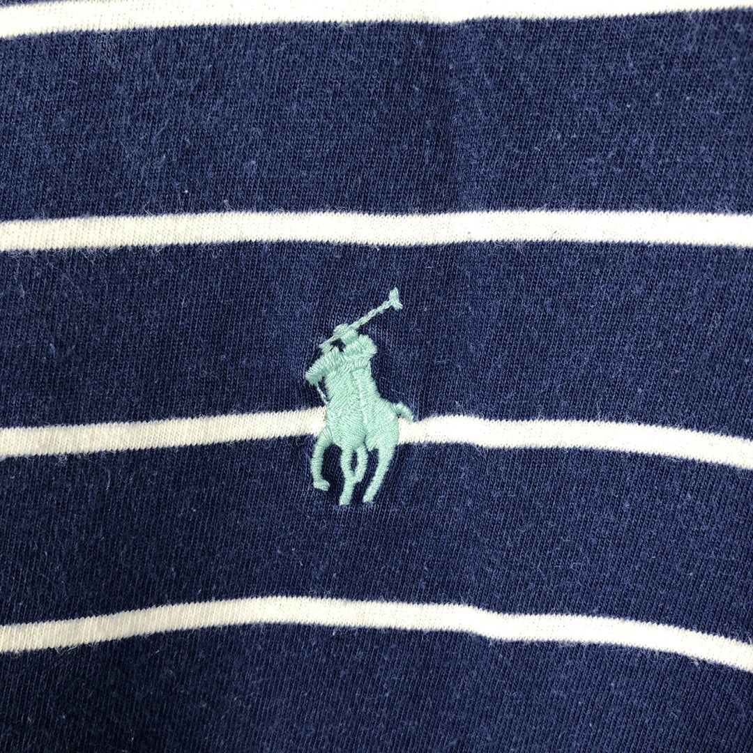 Ralph Lauren POLO RALPH LAUREN CUSTOM SLIM FIT short sleeve striped T-shirt men's size L cotton navy blue type Vintage Second Hand