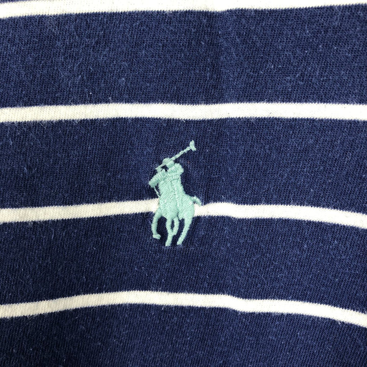 Ralph Lauren POLO RALPH LAUREN CUSTOM SLIM FIT short sleeve striped T-shirt men's size L cotton navy blue type Vintage Second Hand