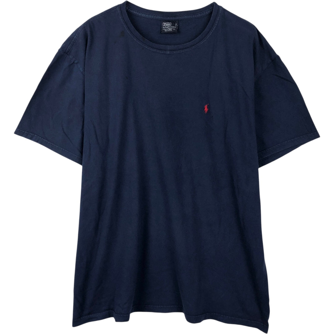 Ralph Lauren POLO by Ralph Lauren short sleeve one point logo T-shirt men's L size cotton navy blue type Vintage Second Hand
