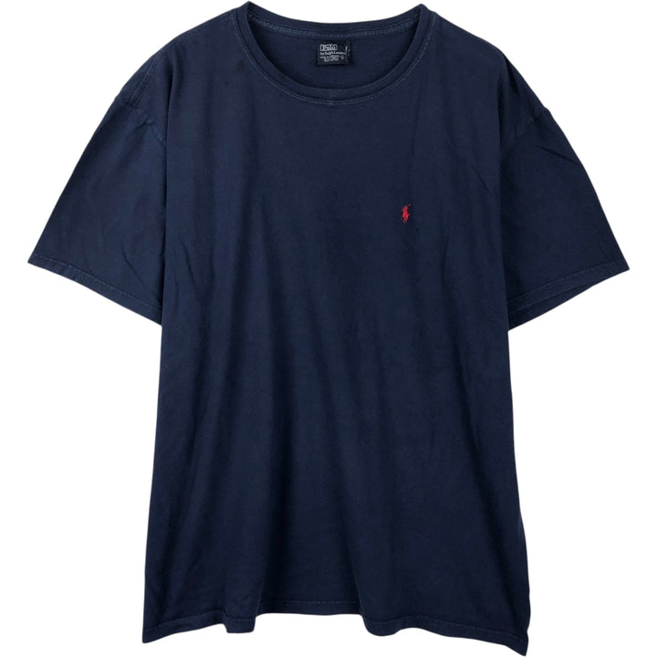 Ralph Lauren POLO by Ralph Lauren short sleeve one point logo T-shirt men's L size cotton navy blue type Vintage Second Hand