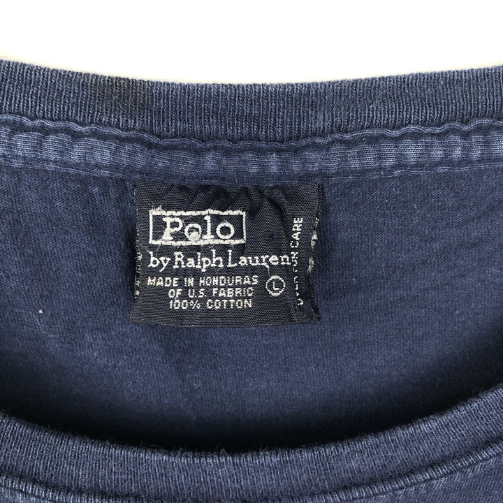 Ralph Lauren POLO by Ralph Lauren short sleeve one point logo T-shirt men's L size cotton navy blue type Vintage Second Hand