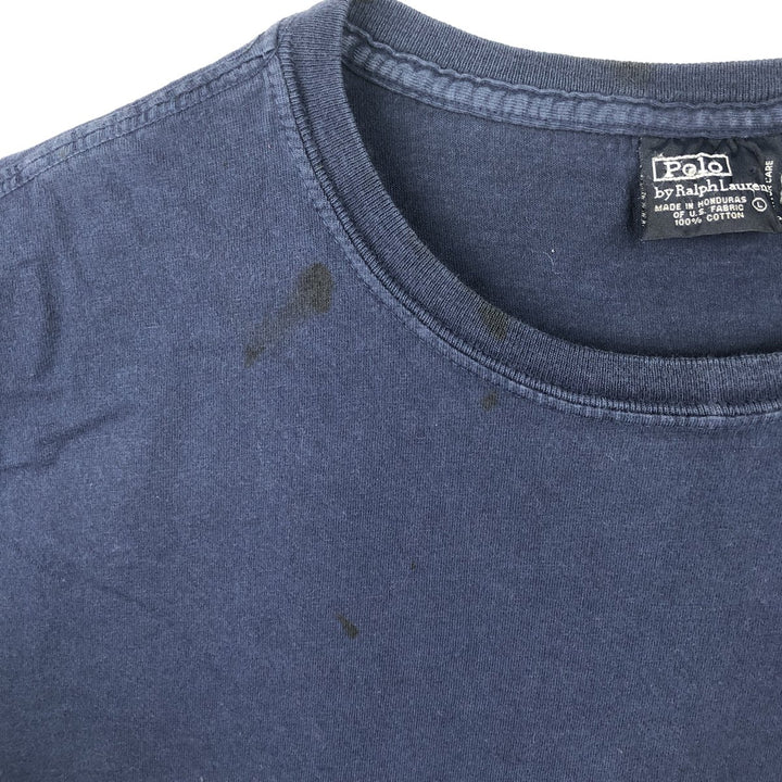 Ralph Lauren POLO by Ralph Lauren short sleeve one point logo T-shirt men's L size cotton navy blue type Vintage Second Hand