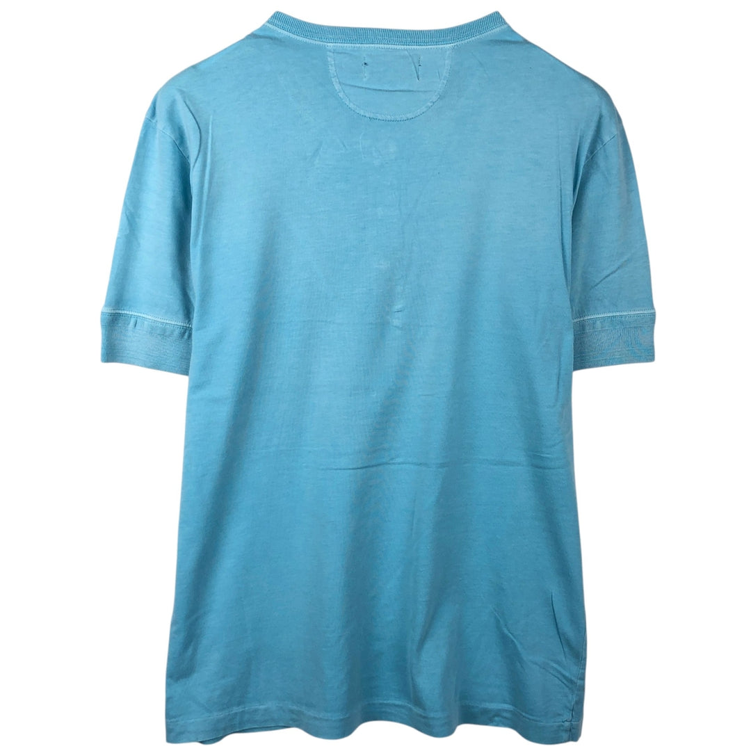 Ralph Lauren POLO RALPH LAUREN Henley neck short-sleeved T-shirt with a single logo, men's size L (approx.) Pima Cotton Blue type light blue Vintage Second Hand