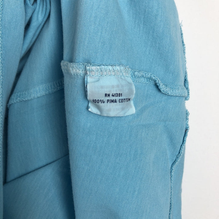 Ralph Lauren POLO RALPH LAUREN Henley neck short-sleeved T-shirt with a single logo, men's size L (approx.) Pima Cotton Blue type light blue Vintage Second Hand