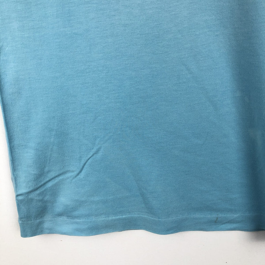 Ralph Lauren POLO RALPH LAUREN Henley neck short-sleeved T-shirt with a single logo, men's size L (approx.) Pima Cotton Blue type light blue Vintage Second Hand