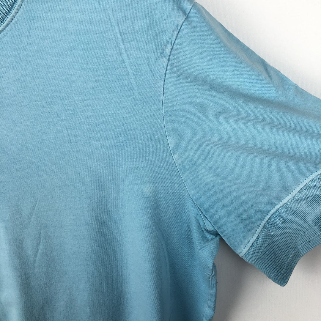 Ralph Lauren POLO RALPH LAUREN Henley neck short-sleeved T-shirt with a single logo, men's size L (approx.) Pima Cotton Blue type light blue Vintage Second Hand