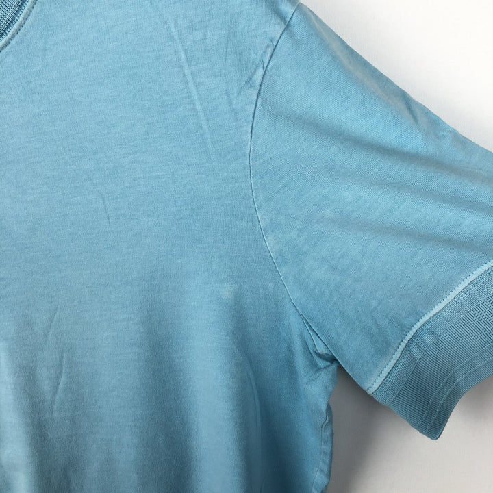 Ralph Lauren POLO RALPH LAUREN Henley neck short-sleeved T-shirt with a single logo, men's size L (approx.) Pima Cotton Blue type light blue Vintage Second Hand