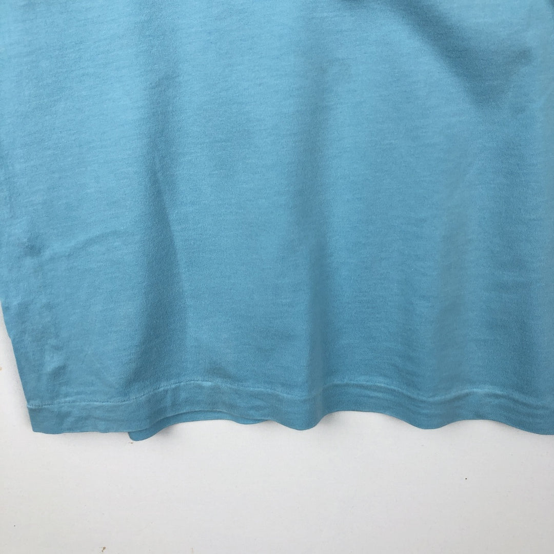 Ralph Lauren POLO RALPH LAUREN Henley neck short-sleeved T-shirt with a single logo, men's size L (approx.) Pima Cotton Blue type light blue Vintage Second Hand