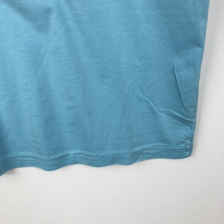 Ralph Lauren POLO RALPH LAUREN Henley neck short-sleeved T-shirt with a single logo, men's size L (approx.) Pima Cotton Blue type light blue Vintage Second Hand