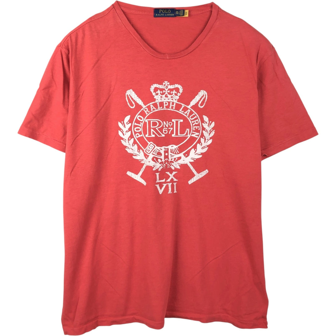 Ralph Lauren POLO RALPH LAUREN Short-Sleeve Logo T-Shirt, Men's Size XXL (approx.) cotton red type Vintage Second Hand