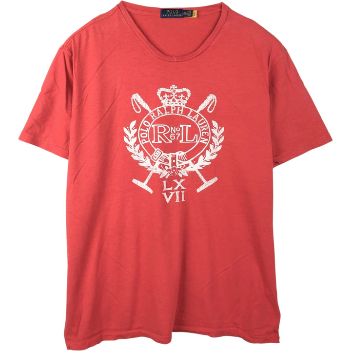 Ralph Lauren POLO RALPH LAUREN Short-Sleeve Logo T-Shirt, Men's Size XXL (approx.) cotton red type Vintage Second Hand