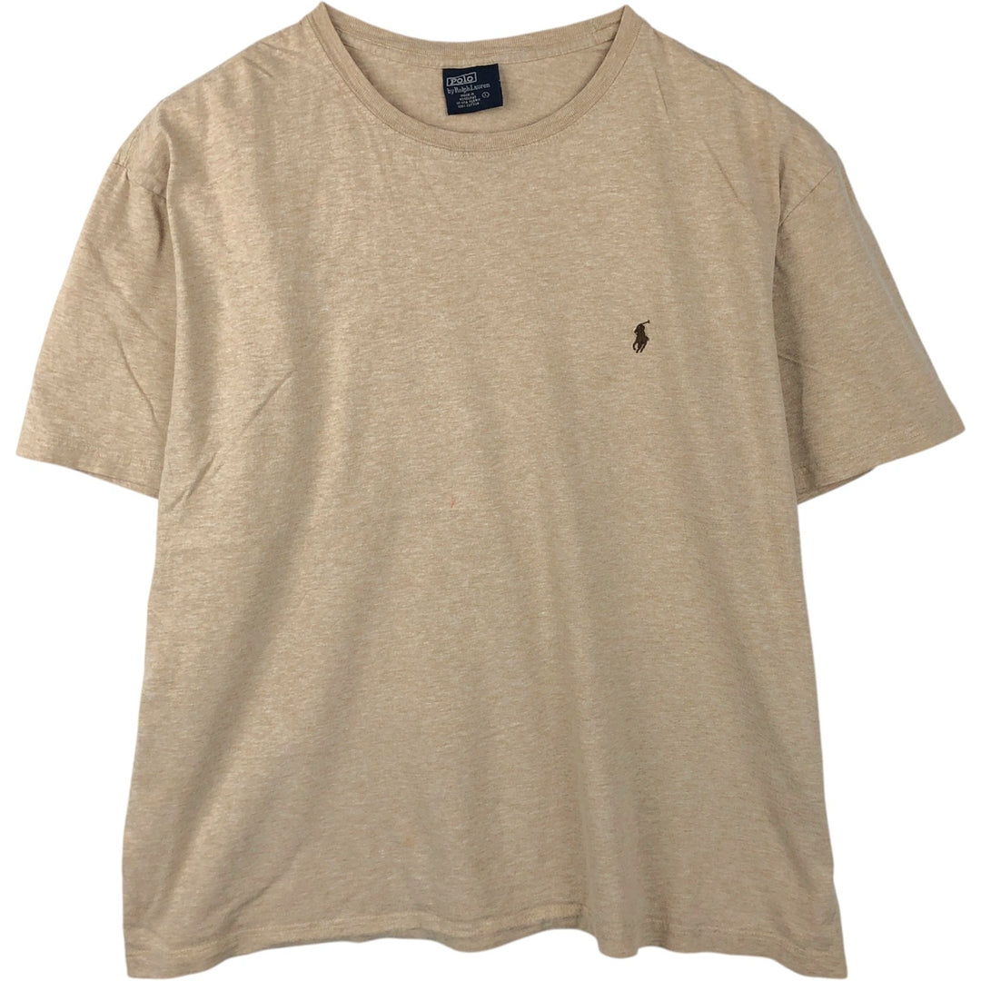 Ralph Lauren POLO by Ralph Lauren short sleeve one point logo T-shirt men's L size cotton Beige type Vintage Second Hand