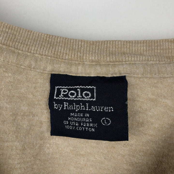 Ralph Lauren POLO by Ralph Lauren short sleeve one point logo T-shirt men's L size cotton Beige type Vintage Second Hand