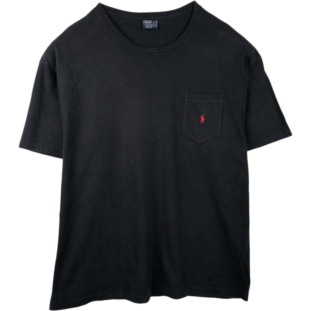Ralph Lauren POLO by Ralph Lauren Short-Sleeve T-Shirt with One-Point Logo Pocket, Men's Size XL (approx.) cotton black type Vintage Second Hand