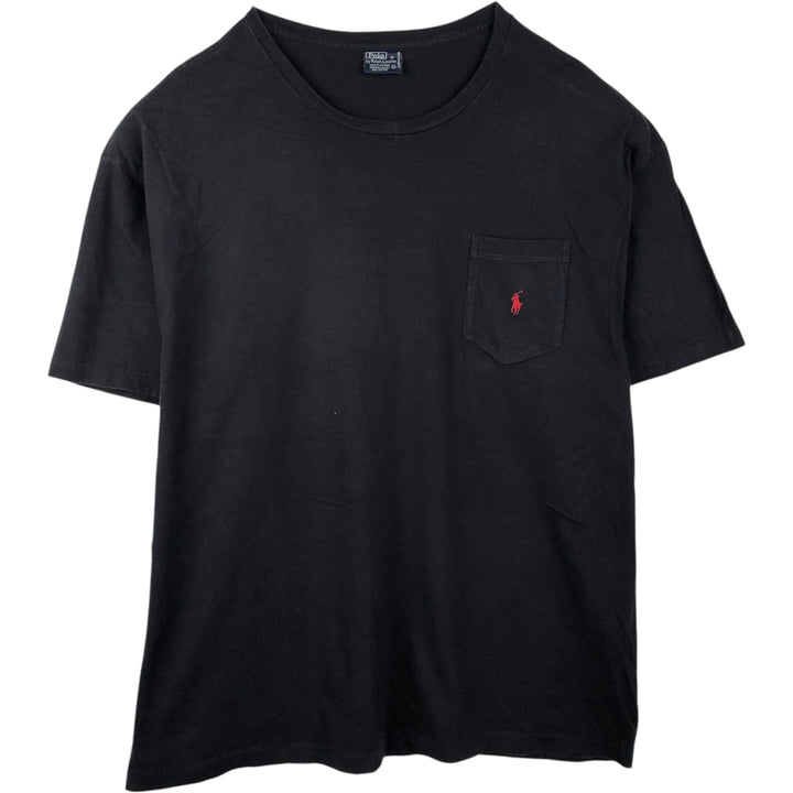 Ralph Lauren POLO by Ralph Lauren Short-Sleeve T-Shirt with One-Point Logo Pocket, Men's Size XL (approx.) cotton black type Vintage Second Hand