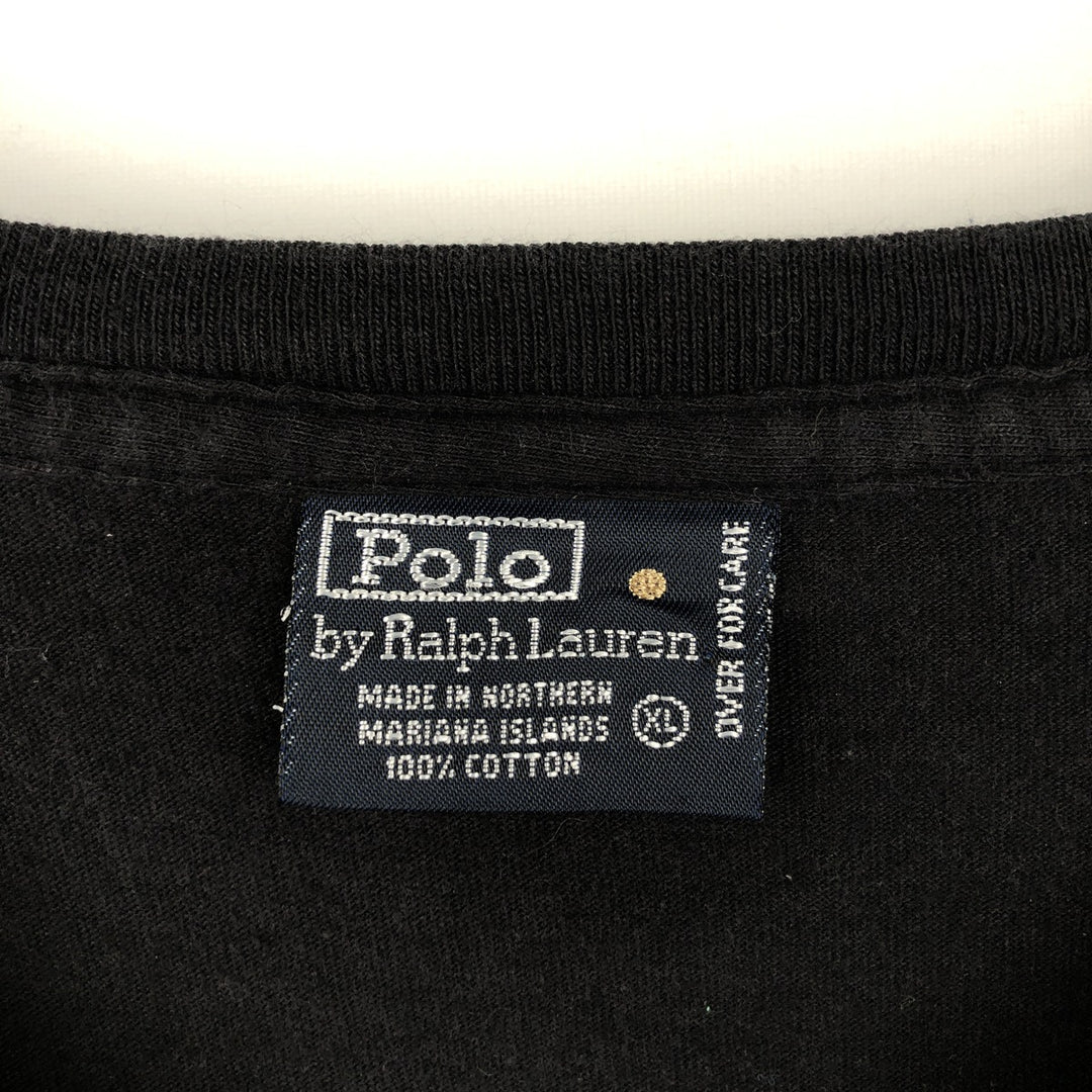 Ralph Lauren POLO by Ralph Lauren Short-Sleeve T-Shirt with One-Point Logo Pocket, Men's Size XL (approx.) cotton black type Vintage Second Hand