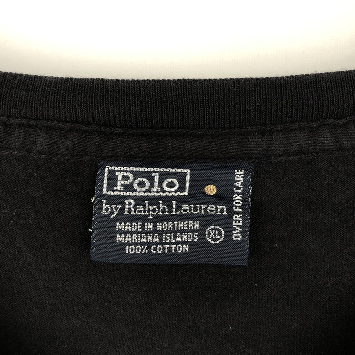 Ralph Lauren POLO by Ralph Lauren Short-Sleeve T-Shirt with One-Point Logo Pocket, Men's Size XL (approx.) cotton black type Vintage Second Hand