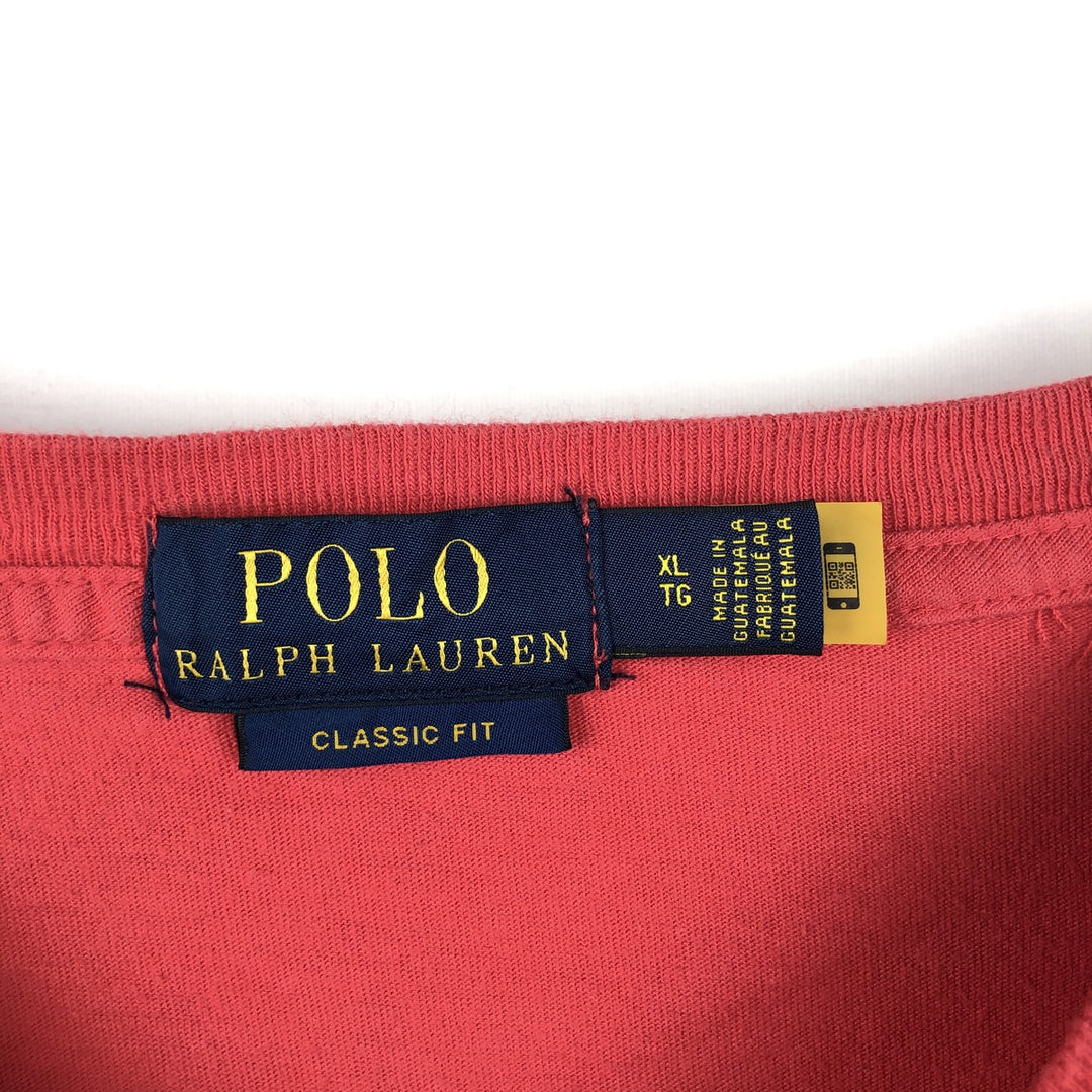 Ralph Lauren POLO RALPH LAUREN CLASSIC FIT short-sleeved logo T-shirt, men's size XL cotton red type Vintage Second Hand
