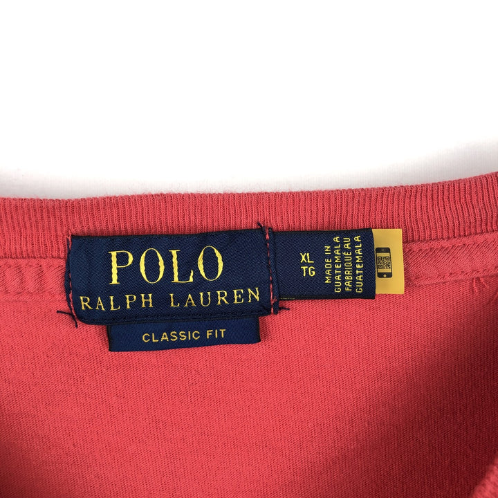 Ralph Lauren POLO RALPH LAUREN CLASSIC FIT short-sleeved logo T-shirt, men's size XL cotton red type Vintage Second Hand