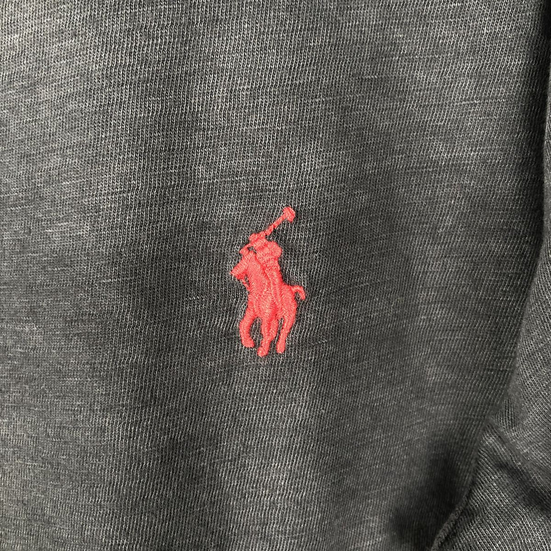 Ralph Lauren POLO RALPH LAUREN DENIM & SUPPLY Henley Neck Short Sleeve T-Shirt with One-Point Logo, Men's Size L (approx.) cotton Charcoal Vintage Second Hand