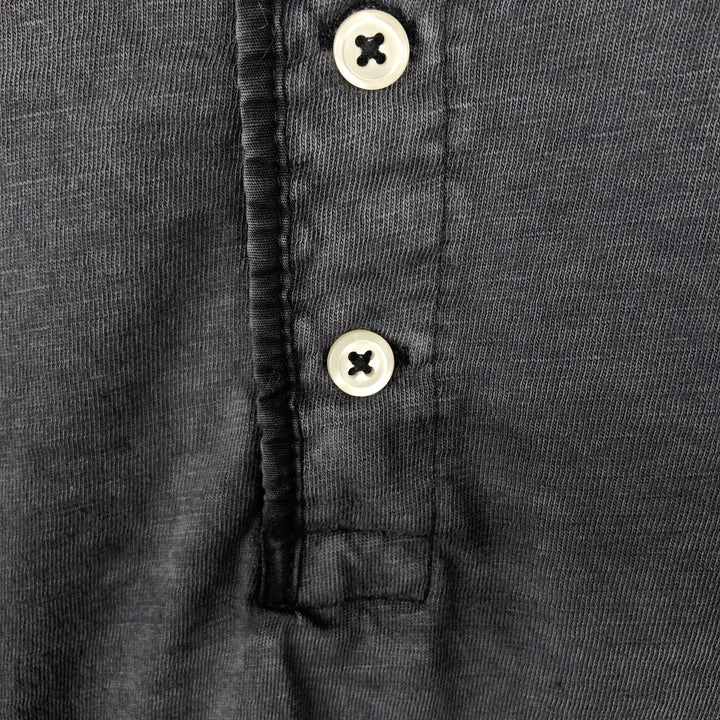 Ralph Lauren POLO RALPH LAUREN DENIM & SUPPLY Henley Neck Short Sleeve T-Shirt with One-Point Logo, Men's Size L (approx.) cotton Charcoal Vintage Second Hand