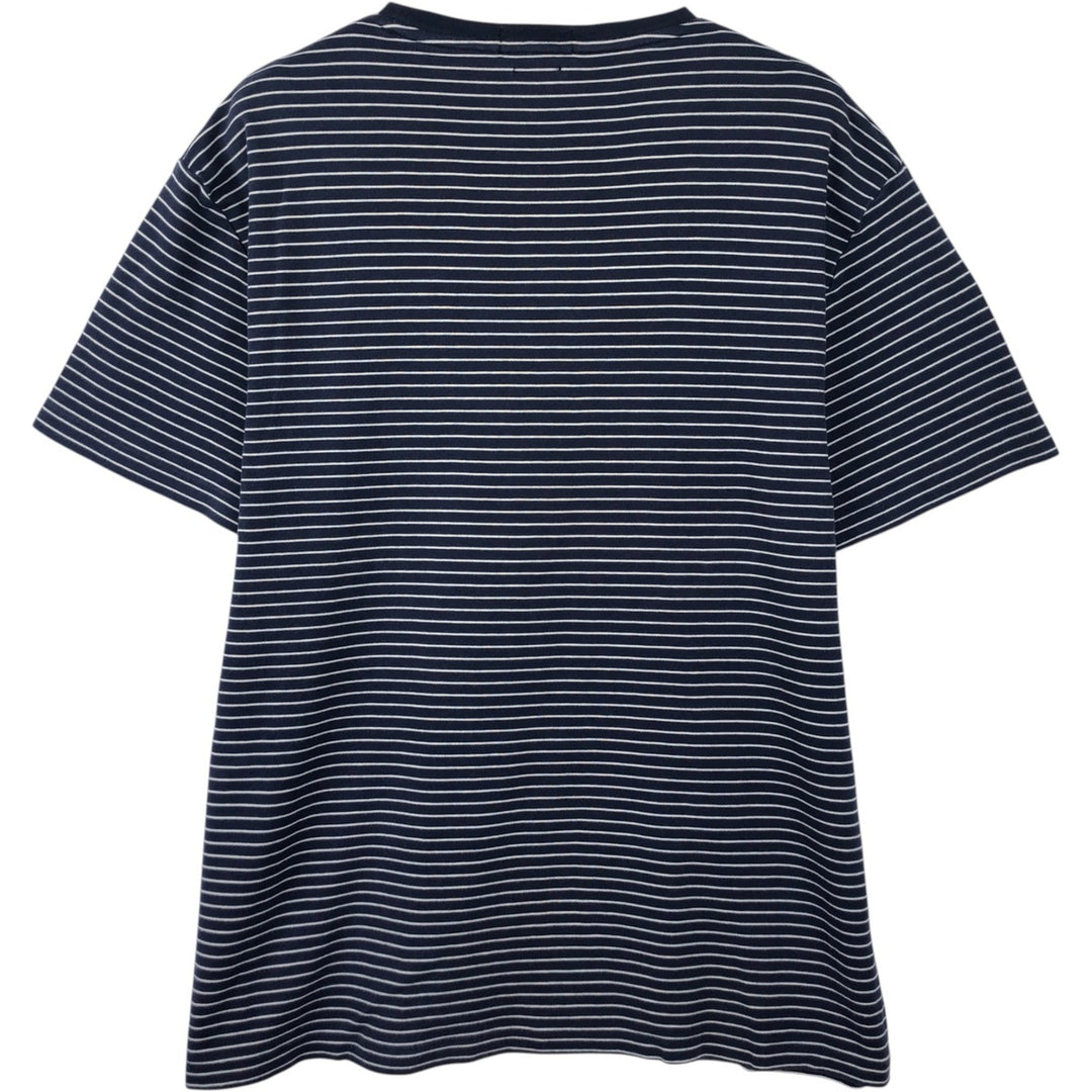 Ralph Lauren POLO RALPH LAUREN CUSTOM SLIM FIT short sleeve striped T-shirt men's XL equivalent cotton navy blue type Vintage Second Hand