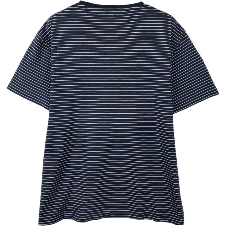 Ralph Lauren POLO RALPH LAUREN CUSTOM SLIM FIT short sleeve striped T-shirt men's XL equivalent cotton navy blue type Vintage Second Hand