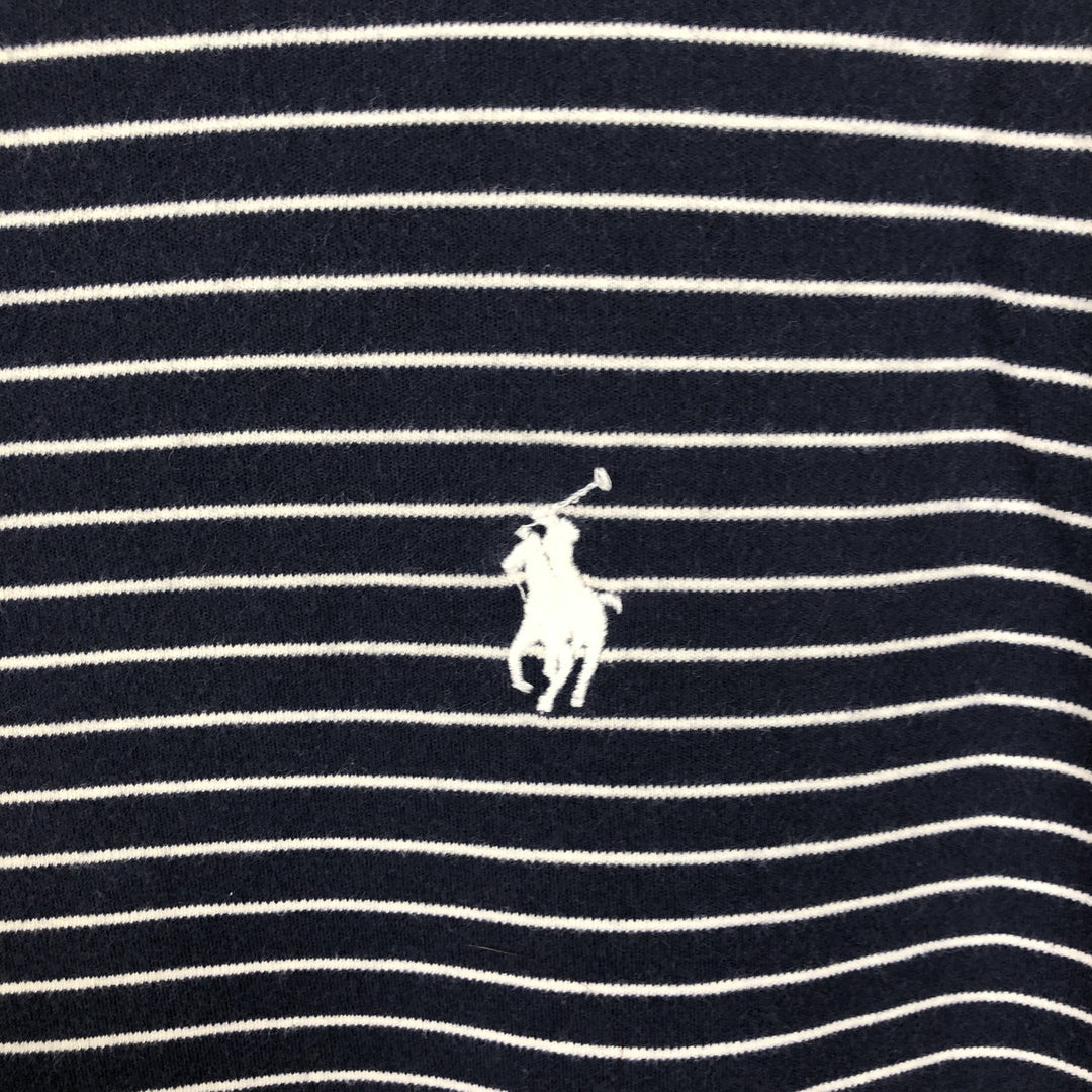 Ralph Lauren POLO RALPH LAUREN CUSTOM SLIM FIT short sleeve striped T-shirt men's XL equivalent cotton navy blue type Vintage Second Hand