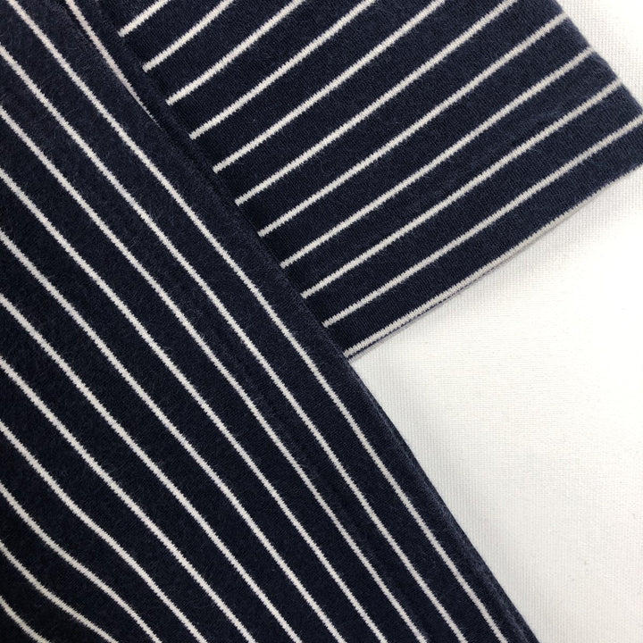 Ralph Lauren POLO RALPH LAUREN CUSTOM SLIM FIT short sleeve striped T-shirt men's XL equivalent cotton navy blue type Vintage Second Hand