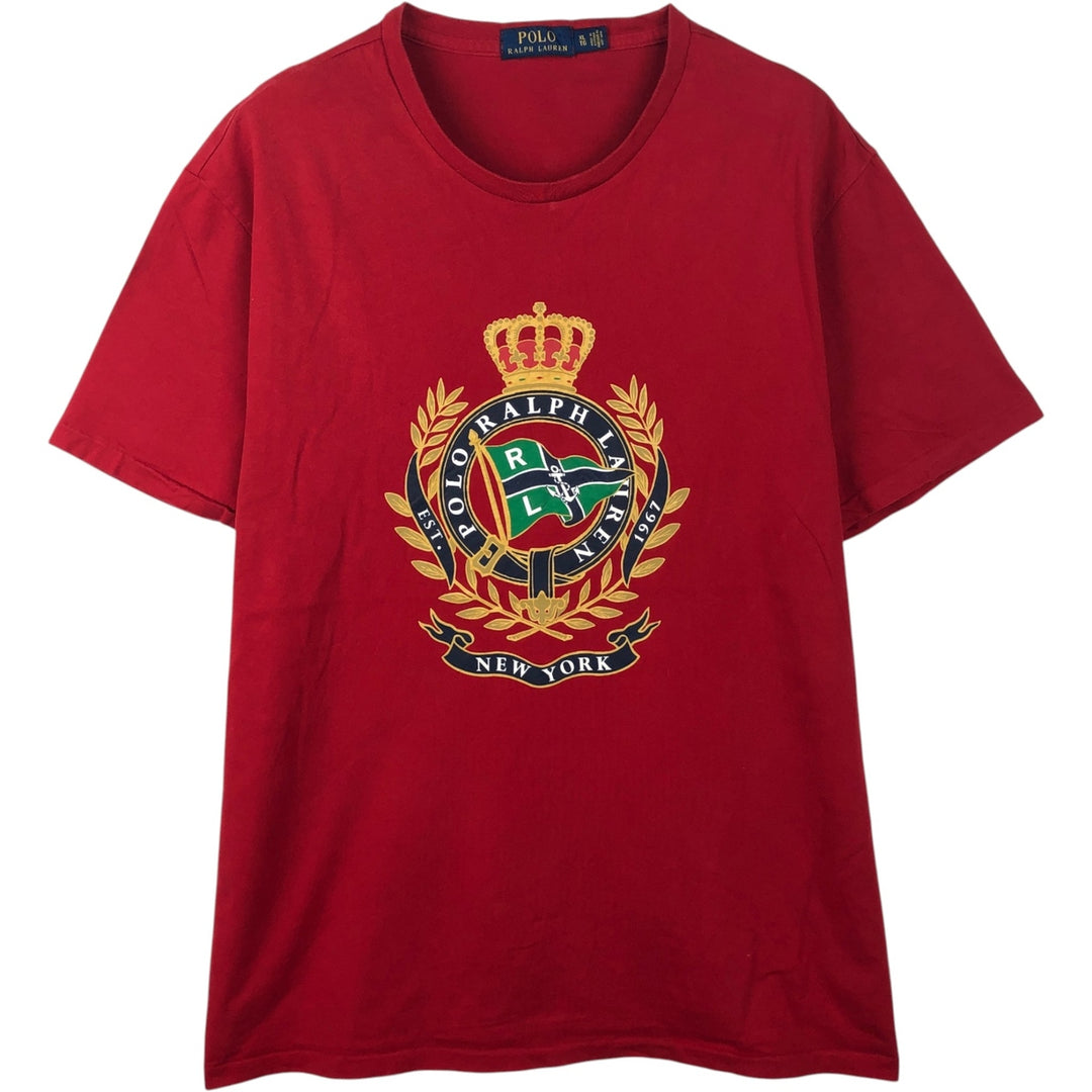 Ralph Lauren POLO RALPH LAUREN Short-Sleeve Logo T-Shirt, Men's Size XL (approx.) cotton red type Vintage Second Hand