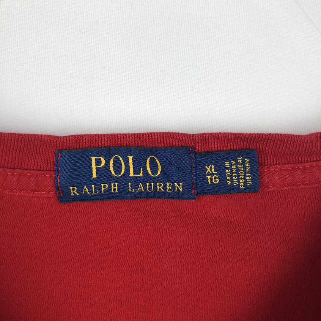 Ralph Lauren POLO RALPH LAUREN Short-Sleeve Logo T-Shirt, Men's Size XL (approx.) cotton red type Vintage Second Hand