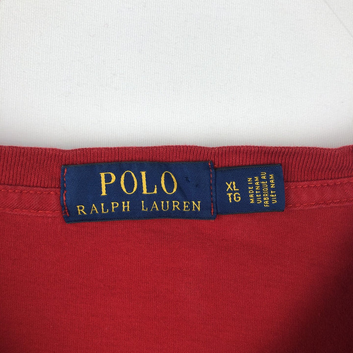 Ralph Lauren POLO RALPH LAUREN Short-Sleeve Logo T-Shirt, Men's Size XL (approx.) cotton red type Vintage Second Hand