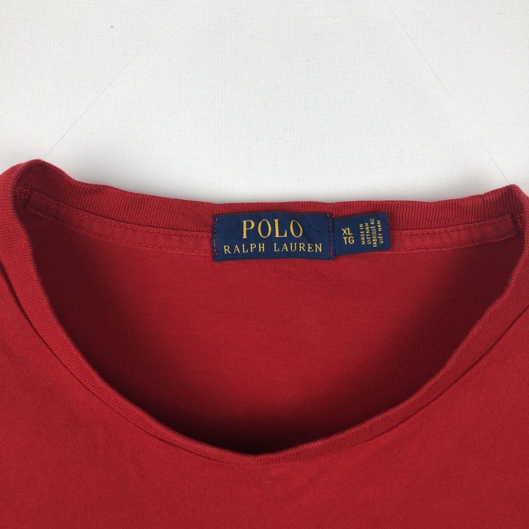 Ralph Lauren POLO RALPH LAUREN Short-Sleeve Logo T-Shirt, Men's Size XL (approx.) cotton red type Vintage Second Hand