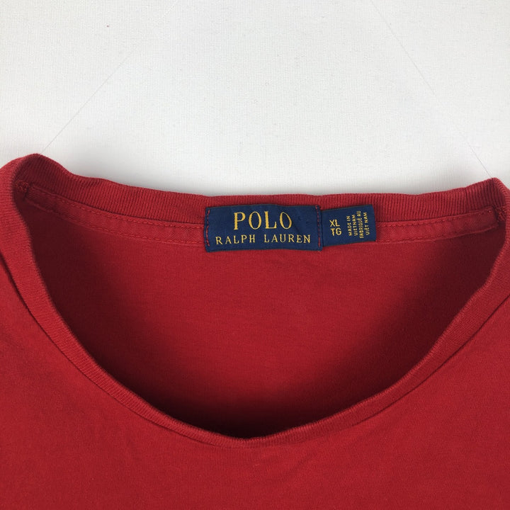 Ralph Lauren POLO RALPH LAUREN Short-Sleeve Logo T-Shirt, Men's Size XL (approx.) cotton red type Vintage Second Hand