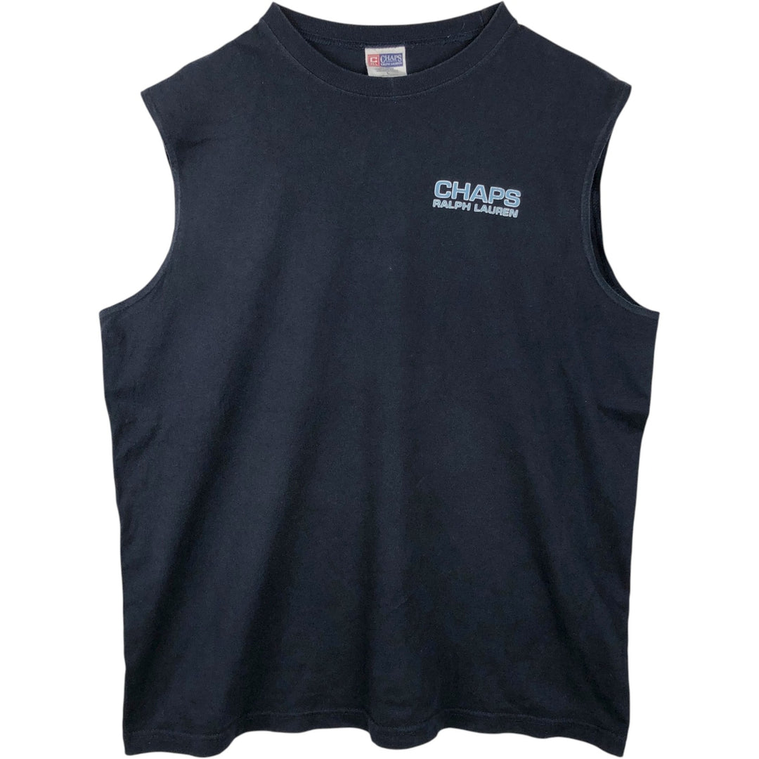 Ralph Lauren CHAPS sleeveless shirt, made in the USA, men's size L (approx.) cotton black type Vintage Second Hand