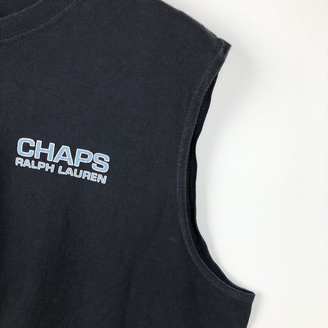 Ralph Lauren CHAPS sleeveless shirt, made in the USA, men's size L (approx.) cotton black type Vintage Second Hand