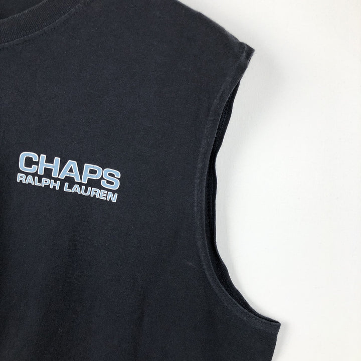 Ralph Lauren CHAPS sleeveless shirt, made in the USA, men's size L (approx.) cotton black type Vintage Second Hand