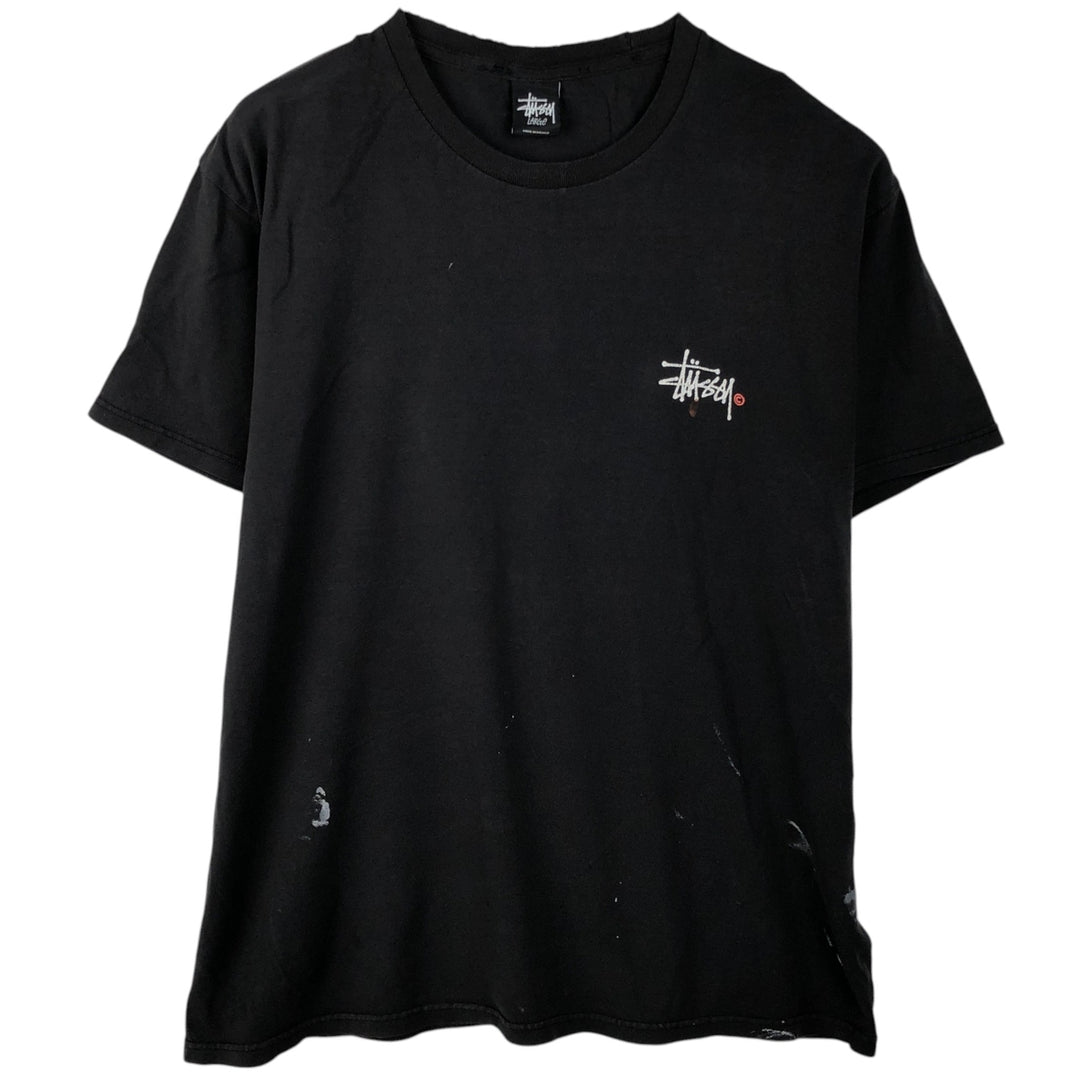 Stussy short-sleeved printed T-shirt, men's size L (approx.) cotton black type Vintage Second Hand
