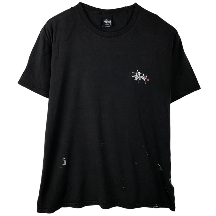 Stussy short-sleeved printed T-shirt, men's size L (approx.) cotton black type Vintage Second Hand