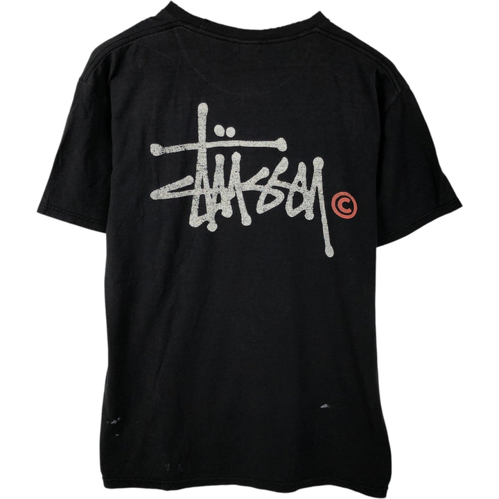 Stussy short-sleeved printed T-shirt, men's size L (approx.) cotton black type Vintage Second Hand
