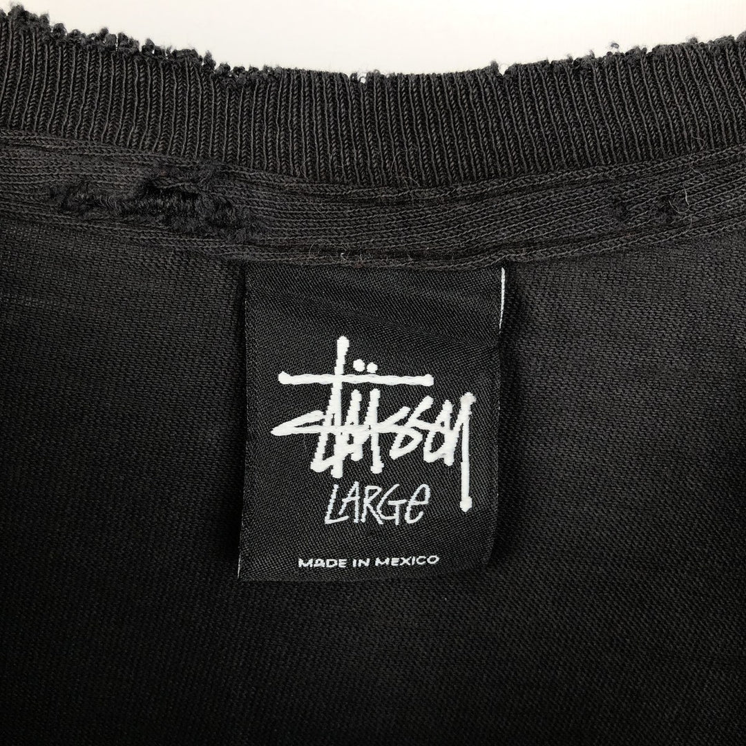 Stussy short-sleeved printed T-shirt, men's size L (approx.) cotton black type Vintage Second Hand