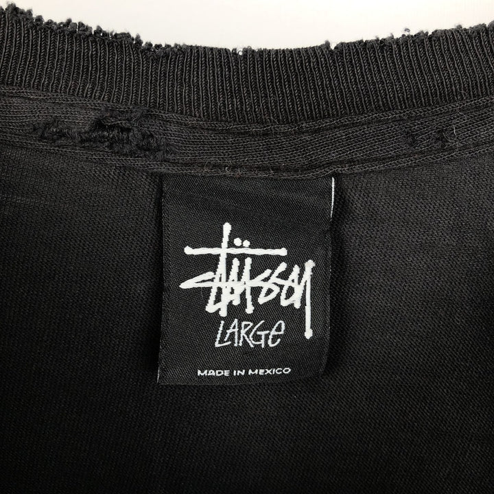 Stussy short-sleeved printed T-shirt, men's size L (approx.) cotton black type Vintage Second Hand