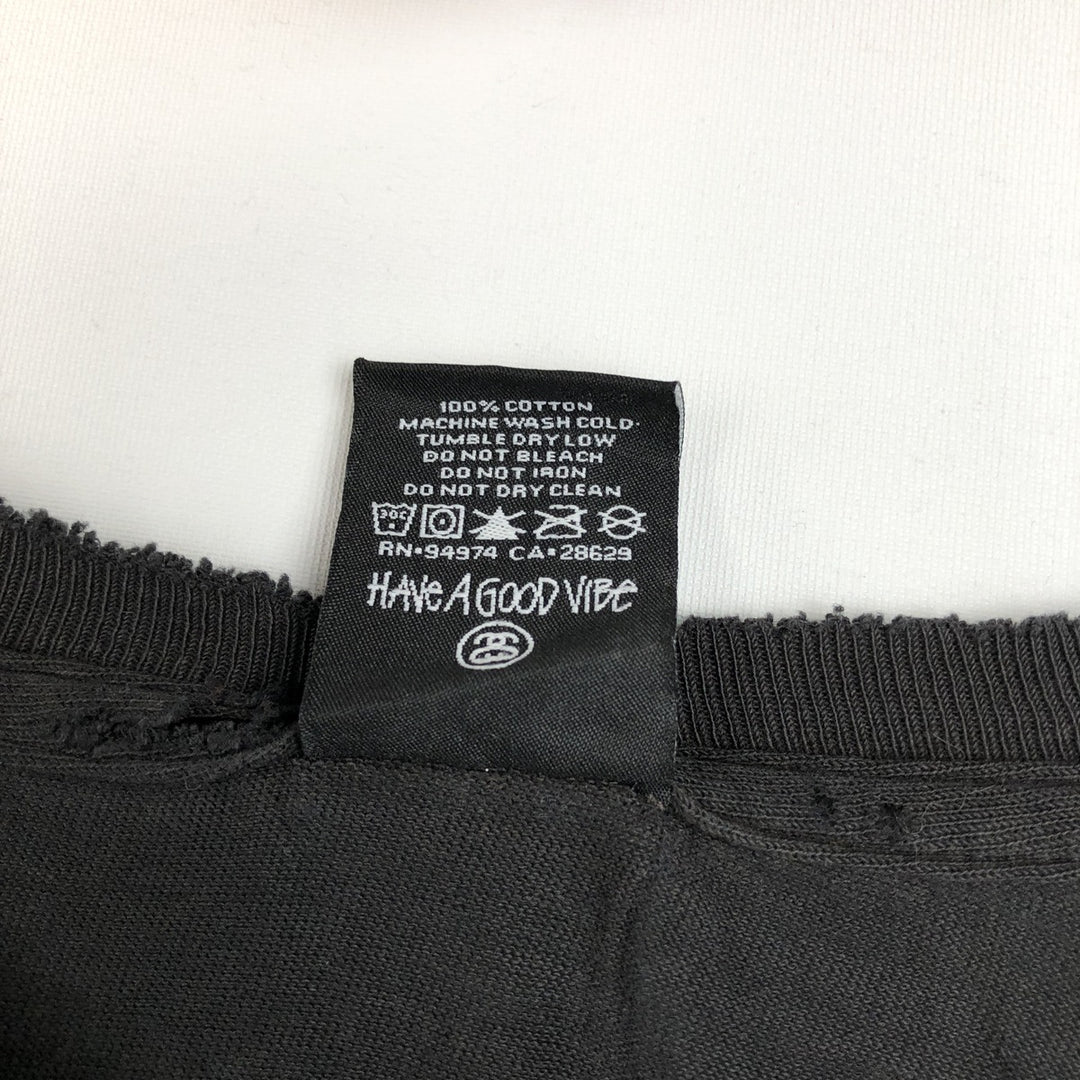 Stussy short-sleeved printed T-shirt, men's size L (approx.) cotton black type Vintage Second Hand