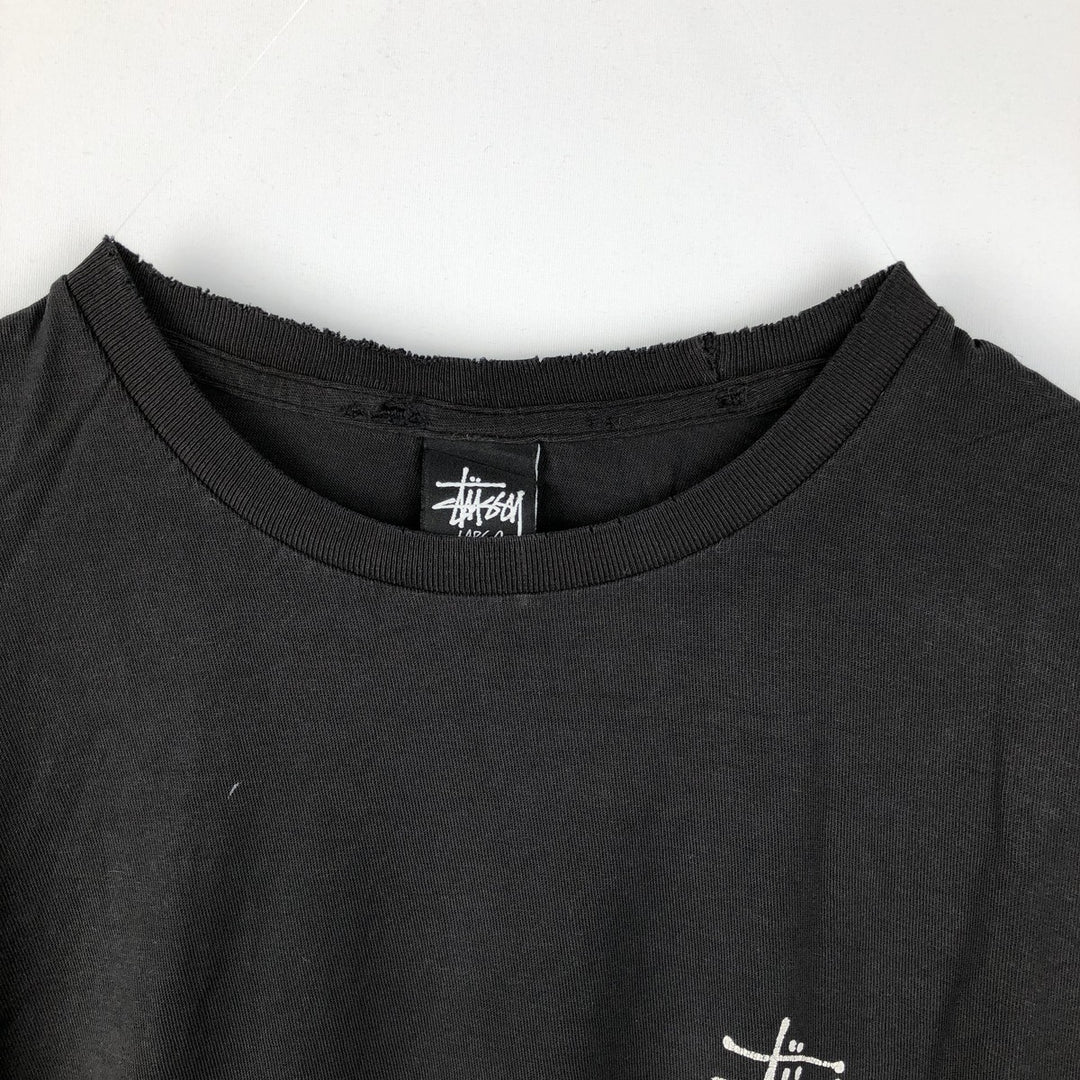 Stussy short-sleeved printed T-shirt, men's size L (approx.) cotton black type Vintage Second Hand