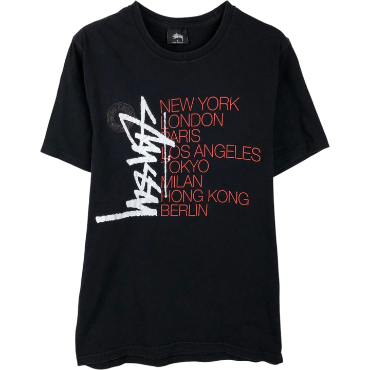 STUSSY surf skate T-shirt, size S for men cotton black type Vintage Second Hand