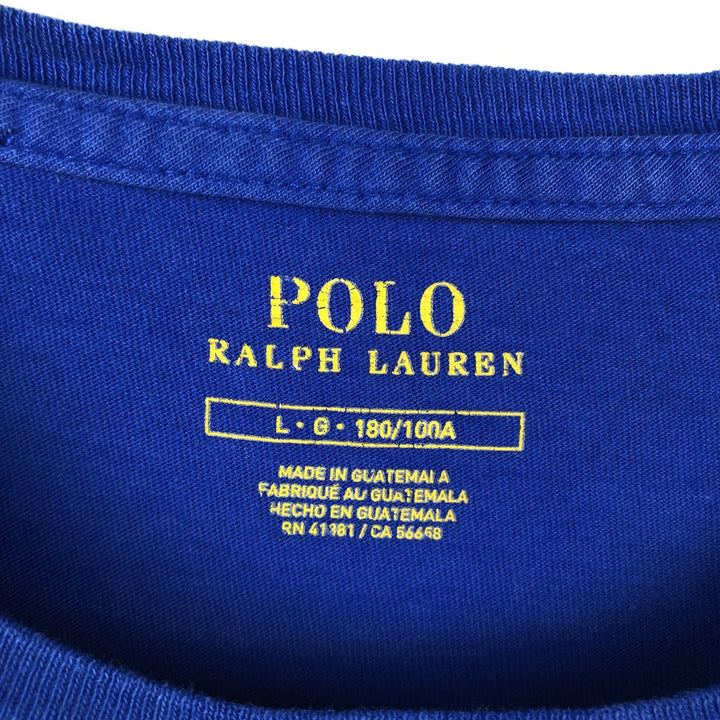 Ralph Lauren POLO RALPH LAUREN Polo Bear Short-Sleeve Printed T-Shirt, Men's Size L (approx.) cotton blue type Vintage Second Hand