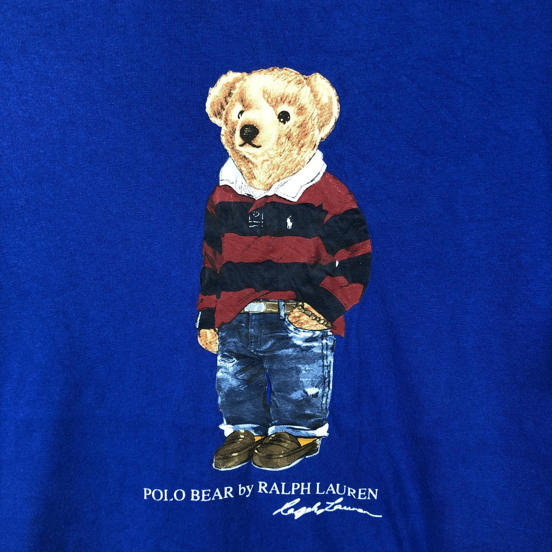 Ralph Lauren POLO RALPH LAUREN Polo Bear Short-Sleeve Printed T-Shirt, Men's Size L (approx.) cotton blue type Vintage Second Hand