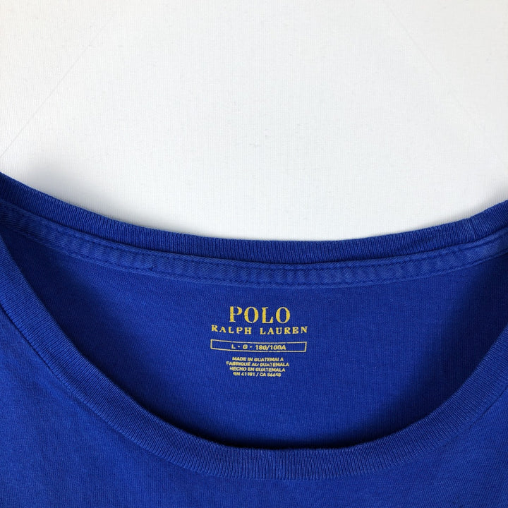 Ralph Lauren POLO RALPH LAUREN Polo Bear Short-Sleeve Printed T-Shirt, Men's Size L (approx.) cotton blue type Vintage Second Hand