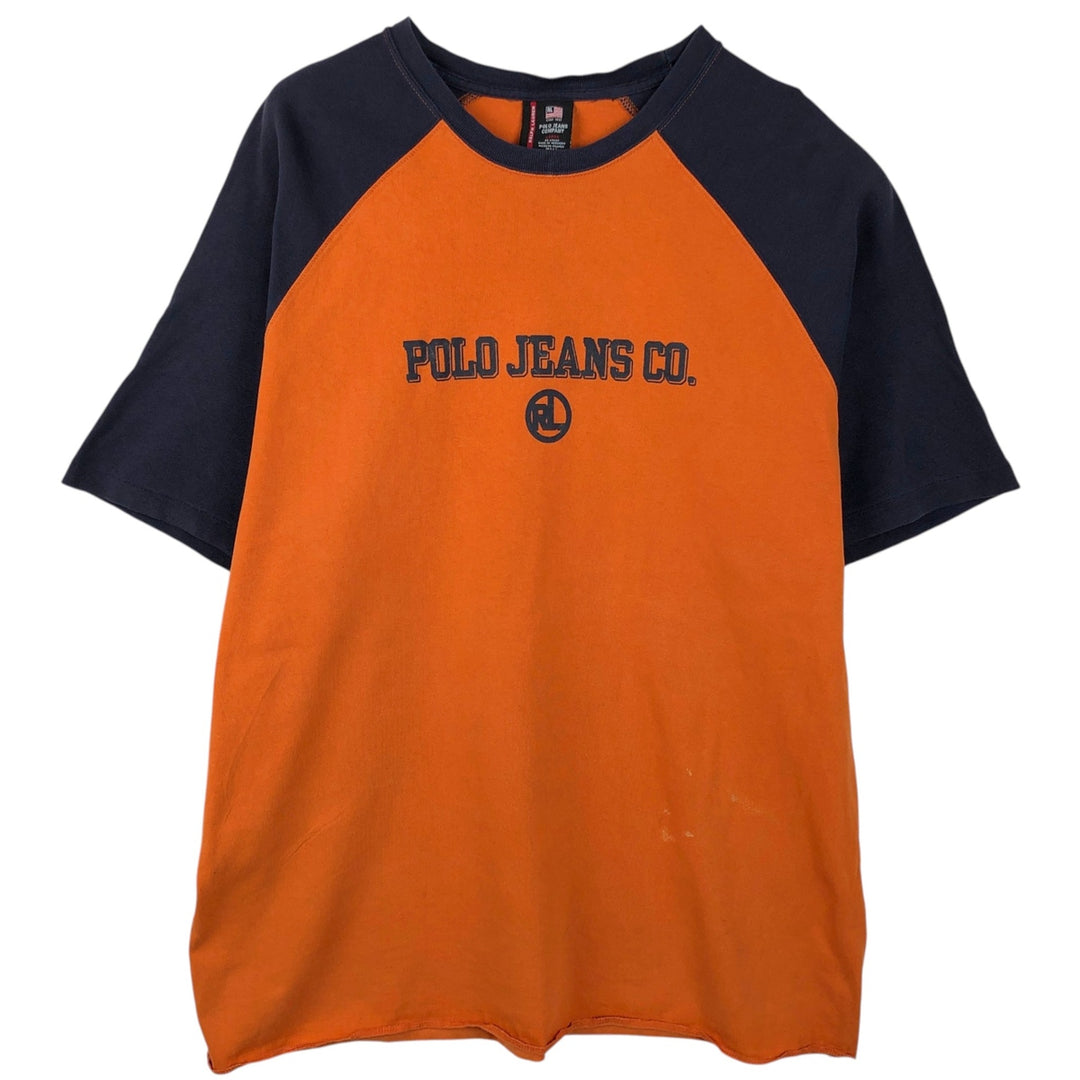 Ralph Lauren POLO JEANS COMPANY Short-Sleeve Logo T-Shirt, Men's Size L (approx.) cotton orange type Vintage Second Hand